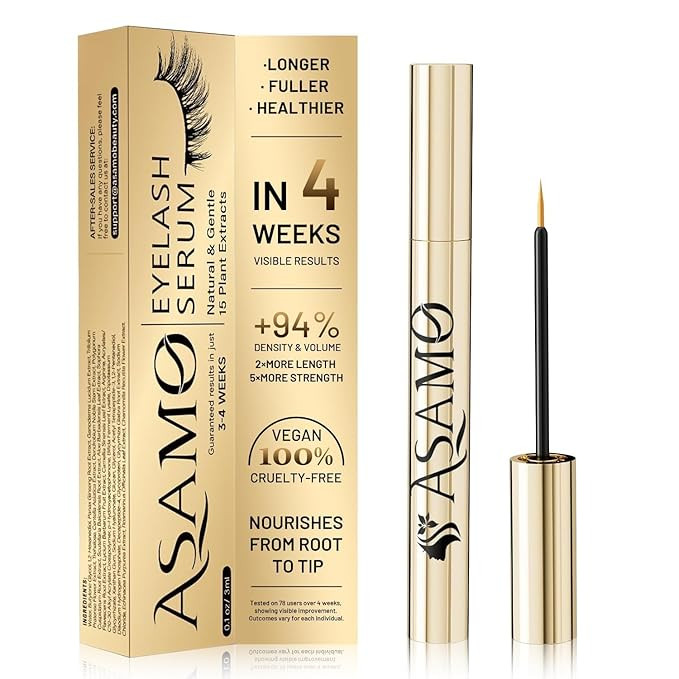 Eyelash Growth Serum – 15 Plant Extracts for Longer, Denser & Robust Lashes, Boosts Natural Las... | Amazon (US)