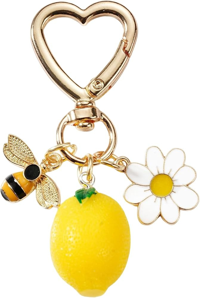 Cute Lemon Strawberry bag Charms Keychain Purse Accessories Charm for Women Kawaii Flower Bee Car... | Amazon (US)