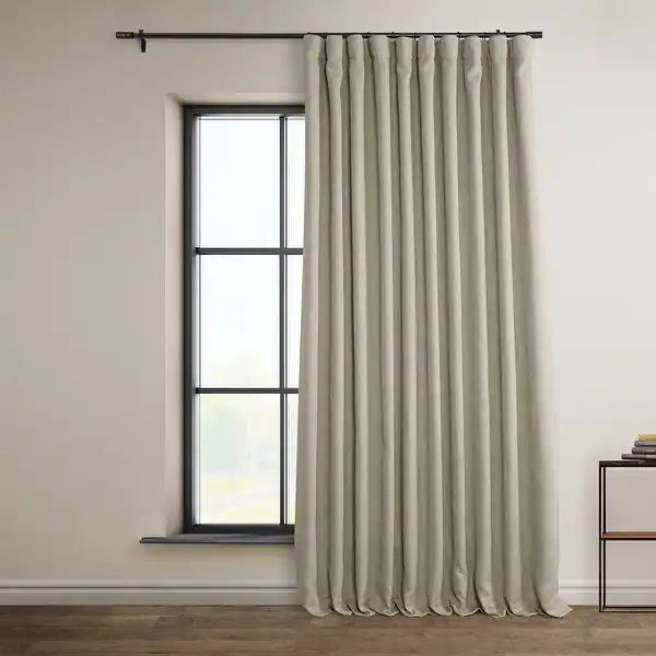 Exclusive Fabrics Faux Linen Extra Wide Room Darkening Curtain Panel - 100 X 96 - Oatmeal | Bed Bath & Beyond