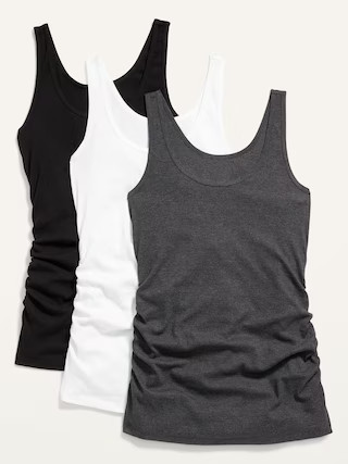 Maternity First Layer Rib-Knit Side-Shirred Tank Top 3-Pack | Old Navy (US)