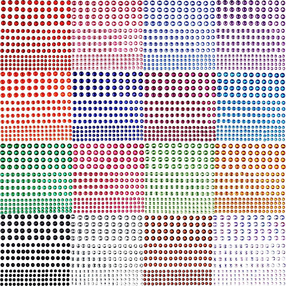 2752 Pcs Self Adhesive Rhinestones for Makeup 16 Sheets 16 Colors Eye Nail Gems Face Jewels Stick... | Amazon (US)