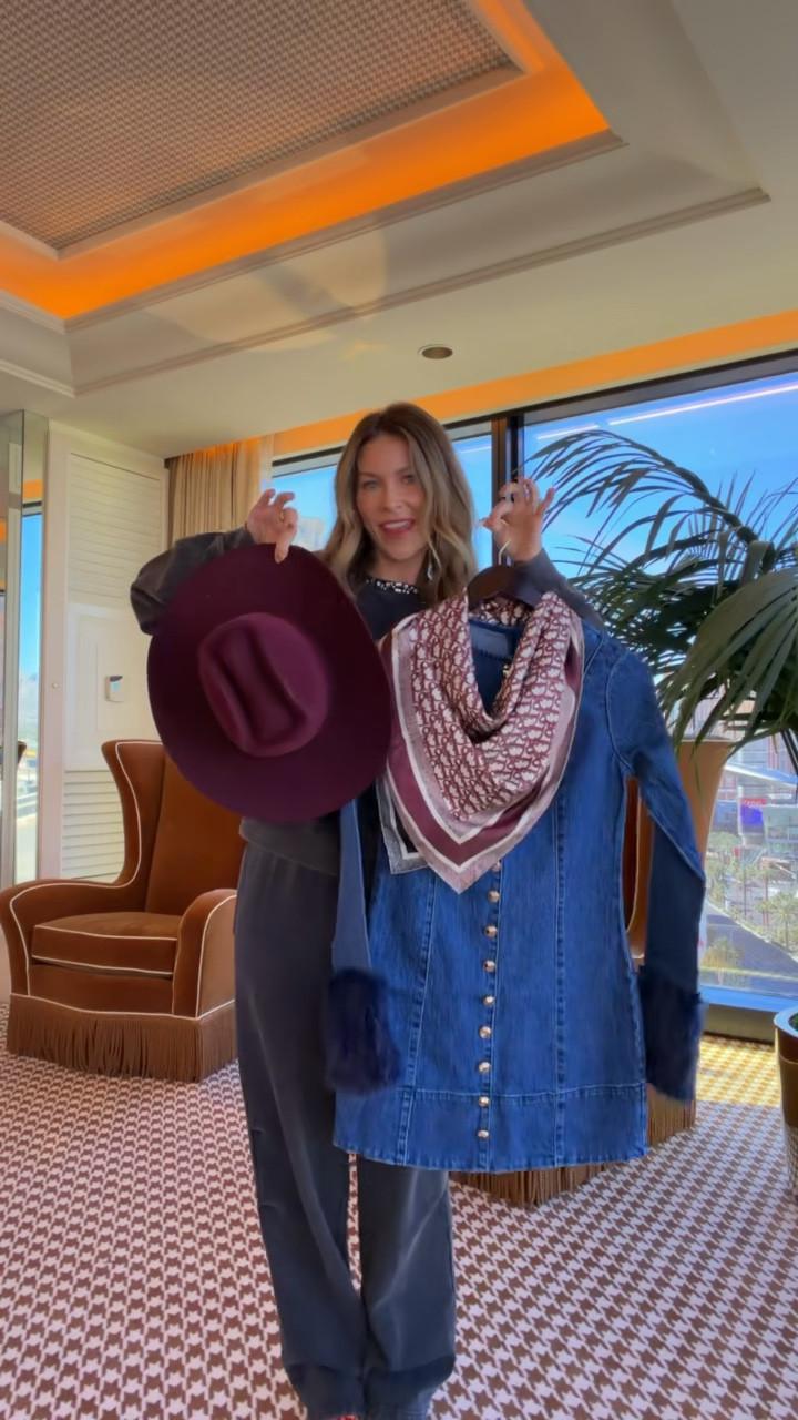 NFR Cowboy Christmas Event! 🤠 
Show me your mumu denim dress size small 
Luchesse boots
Burgundy western hat 
Dior scarf

🔍: NFR, national finals rodeo, show me your mumu denim dress, Las Vegas, Luchesse boots, burgundy western hat, Dior scarf, Miu miu sunglasses, petite style, moms over 40 style, Texas content creator 

#LTKTravel #LTKHoliday #LTKOver40