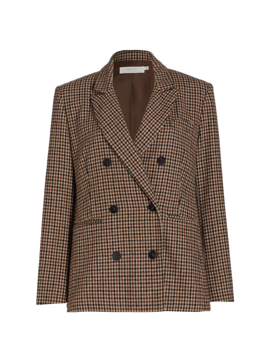 ASTR The Label Brina Double-Breasted Plaid Blazer | Saks Fifth Avenue