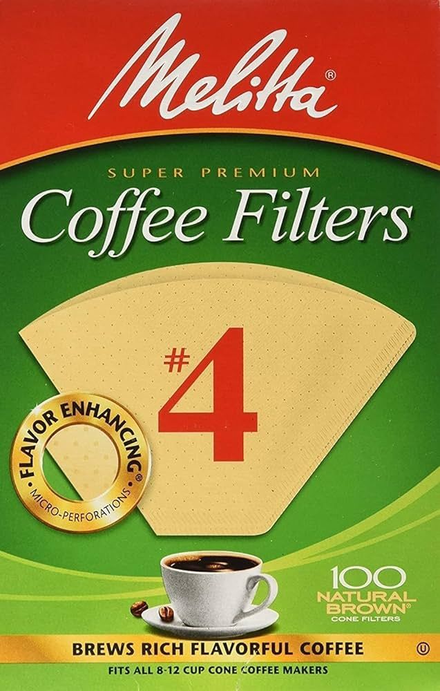 Melitta 4 Cone Coffee Filters, Unbleached Natural Brown, 100 Total Filters Count - Packaging May ... | Amazon (US)