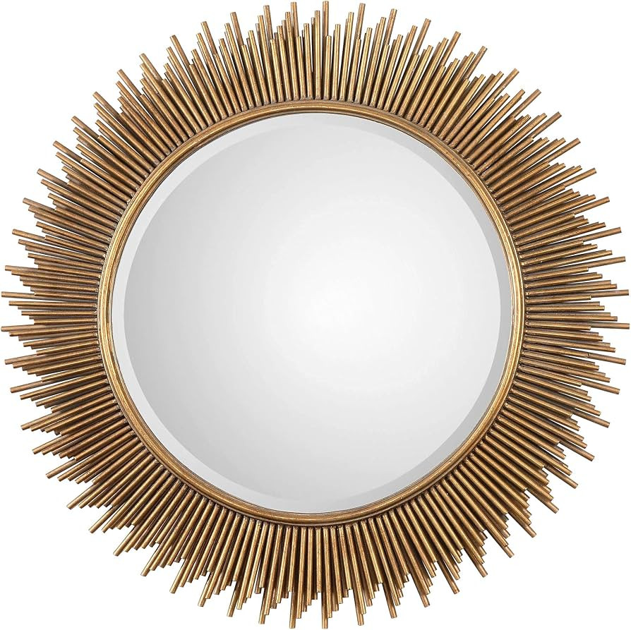 Uttermost Marlo Antique Gold Leaf 36" Round Wall Mirror | Amazon (US)