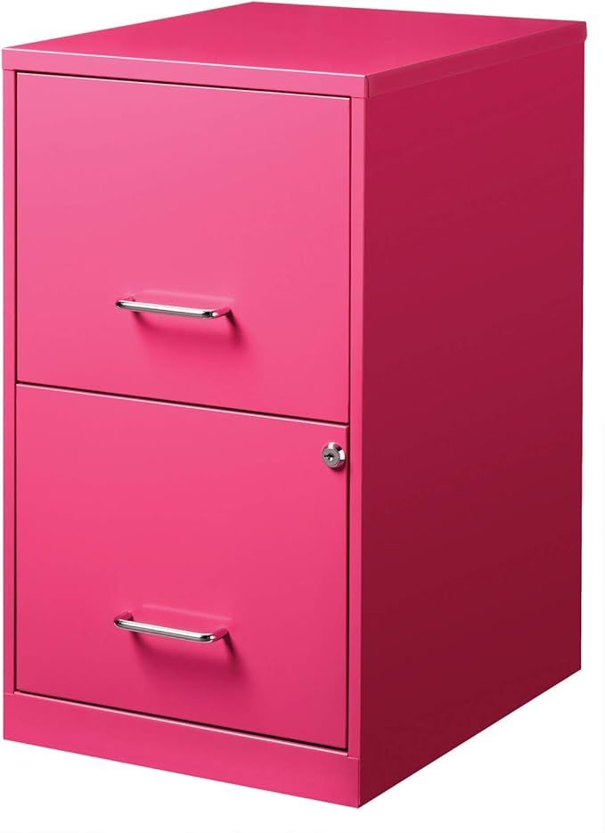 Office Dimensions 18in. 2 Drawer Metal SOHO Vertical File Cabinet, 18", Pink | Amazon (US)