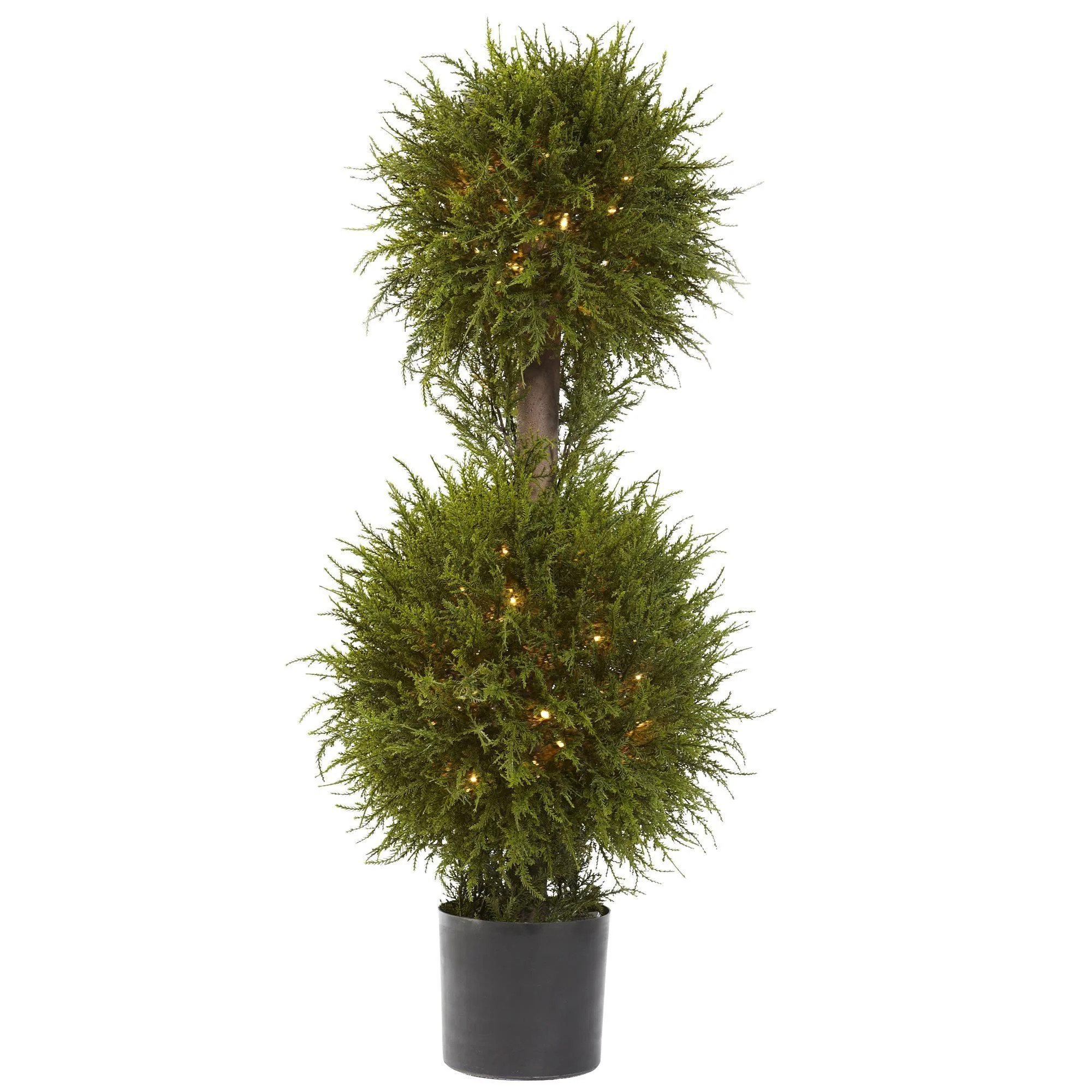 40” Cedar Double Ball Topiary w/Lights | Nearly Natural | Nearly Natural