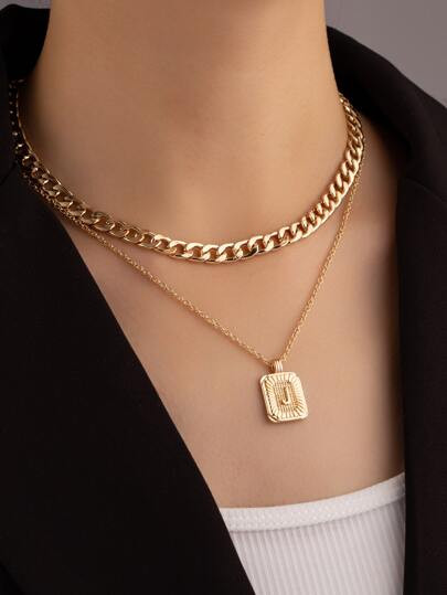 Letter Detail Layered Necklace | SHEIN