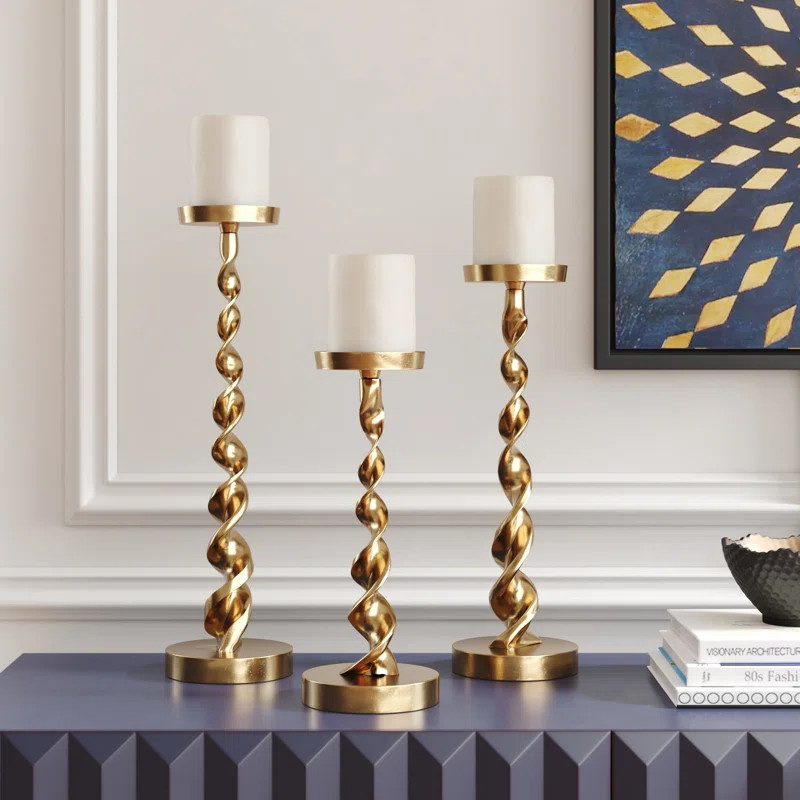 Aluminum Tabletop Candlestick Set | Wayfair North America