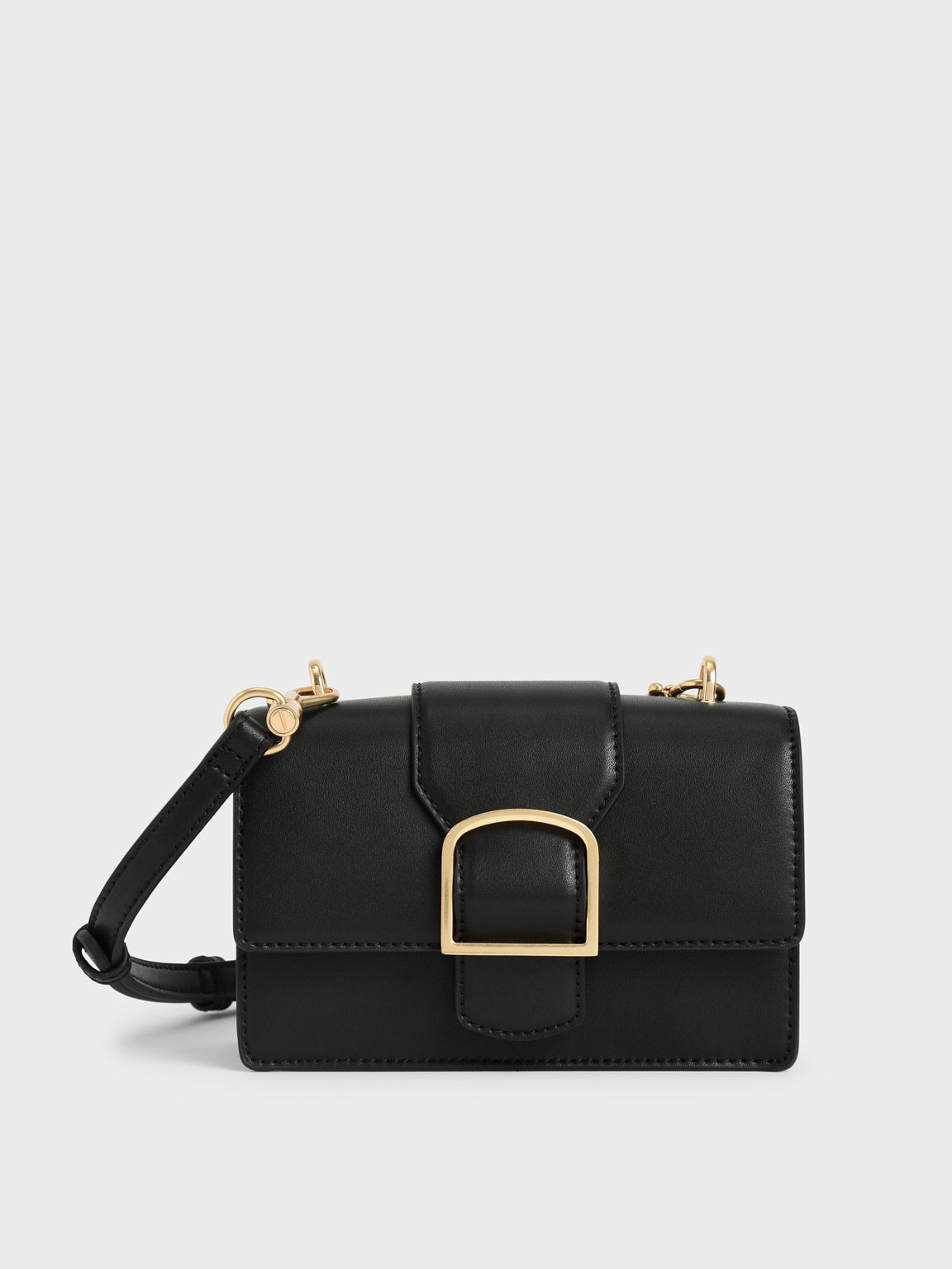 Metallic Buckle Crossbody Bag
 - Black | CHARLES & KEITH (US)