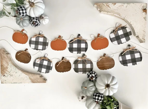 Buffalo Check Pumpkin Banner  Wood Banner  Pumpkin Banner  | Etsy | Etsy (US)