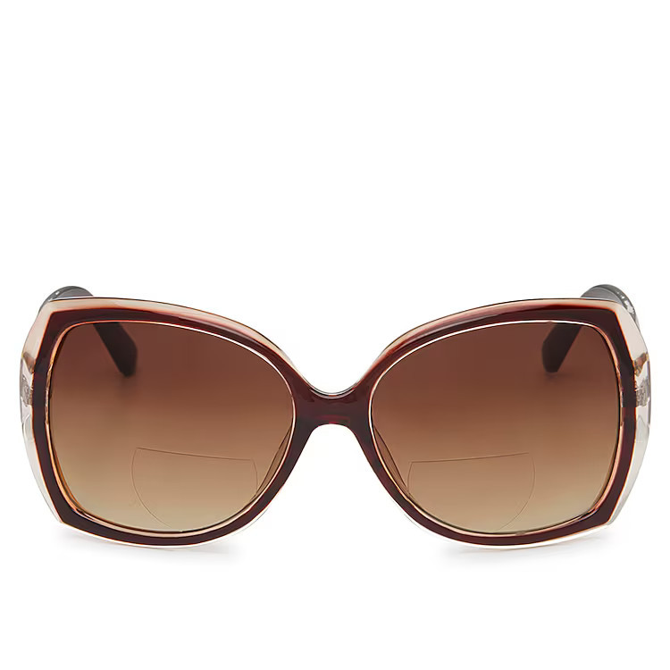 Jessica Simpson Oversized Reading Sunglasses | Women's | Dark Brown/Clear | Size One Size | Sunglasses | DSW