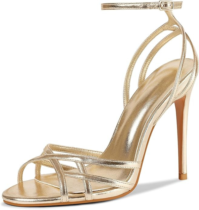 Womens Strappy Lace up Heels Sandals Sexy Stiletto High Heeled Open Square Toe Strap Summer Dress... | Amazon (US)