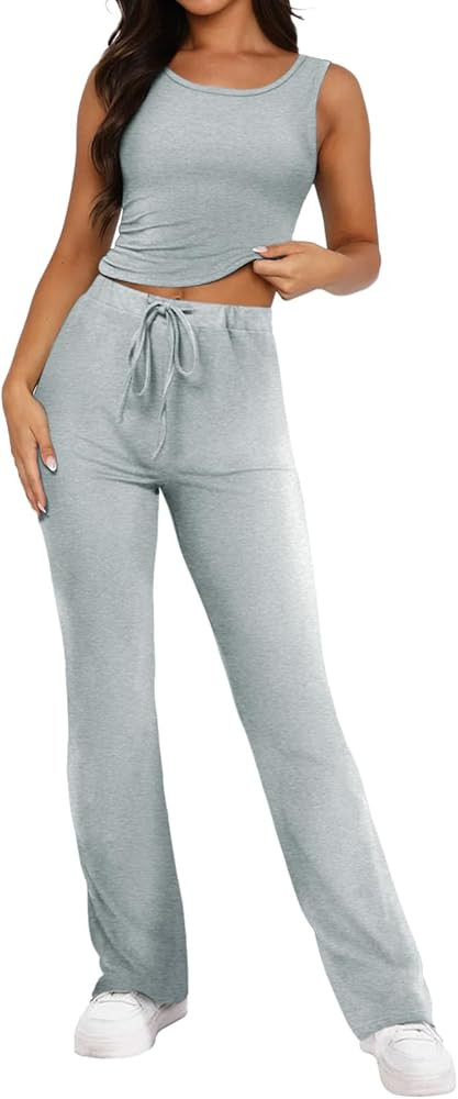 Bloggerlove Womens 2 Piece Outfits Summer Top and Pants Sets Trendy Matching Loungewear 2024 Loun... | Amazon (US)
