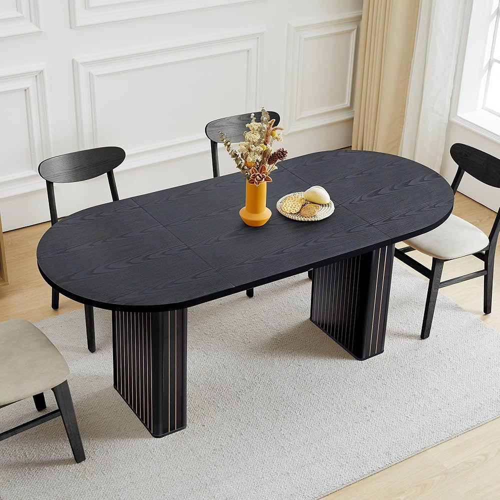 Mesa de comedor de cocina de 70.8 pulgadas para 4-6 personas, mesa de cocina ovalada con base de ... | Amazon (US)