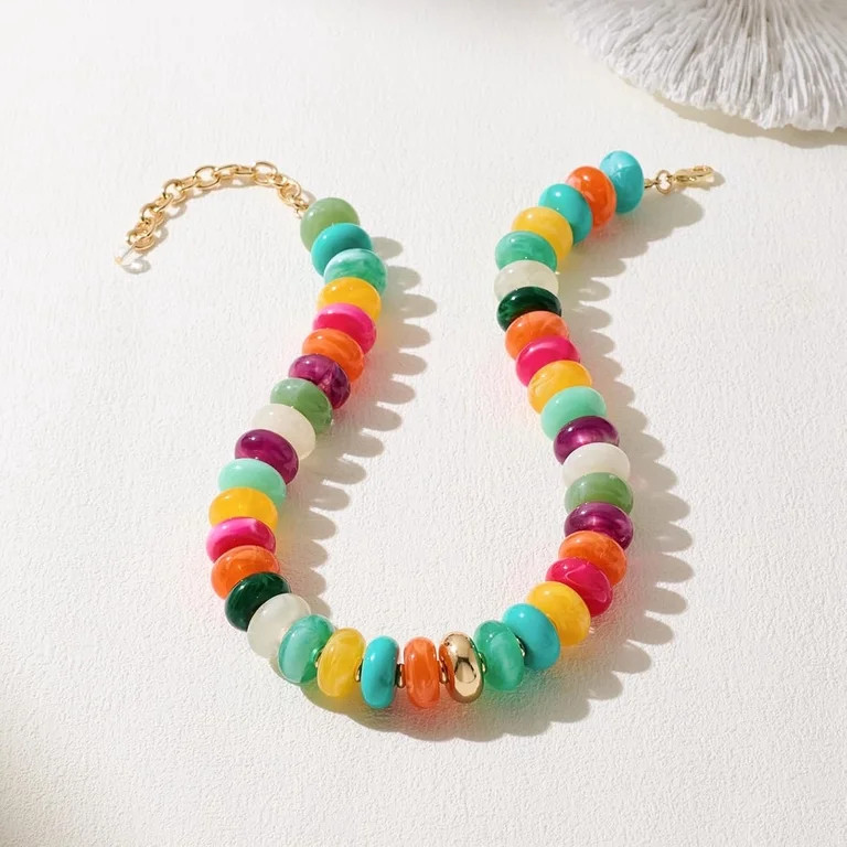 Terandius Colorful Chunky Necklaces for Women 20MM Large Oversized Resin Beaded Necklace Bold Sta... | Walmart (US)