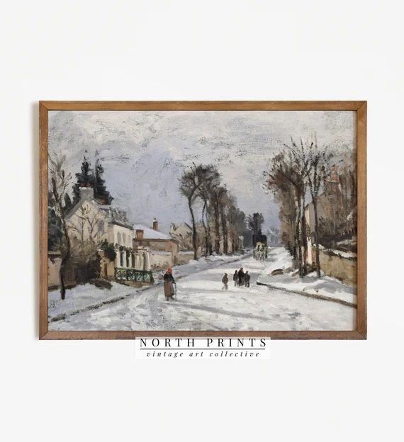 Vintage Winter Village Print  Landscape Oil Painting - Etsy | Etsy (US)