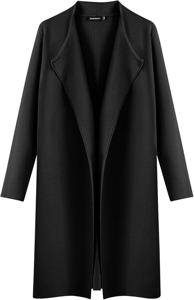 MEROKEETY Women's 2023 Long Sleeve Cardigan Sweaters Lapel Open Front Casual Knit Coatigan Jacket... | Amazon (US)