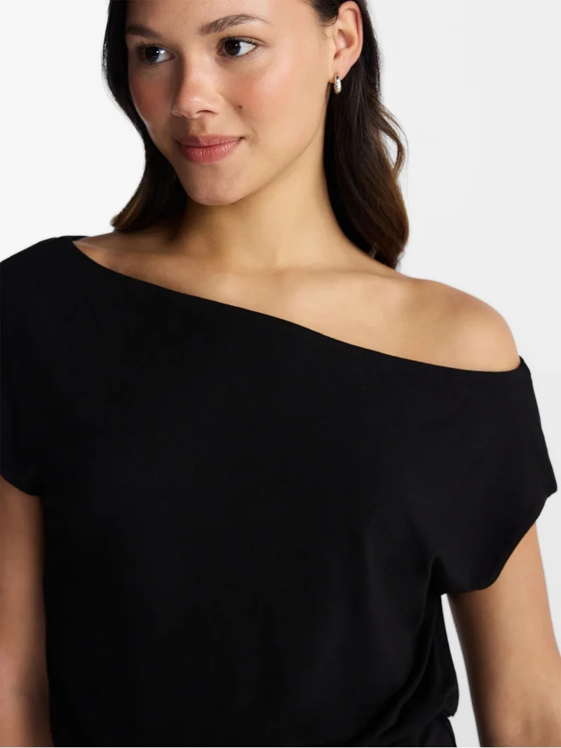No Boundaries Asymmetrical Top with Banded Bottom, Women's XXS-XXL | Walmart (US)