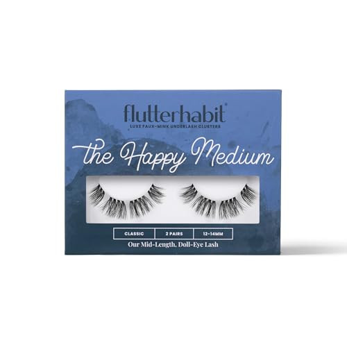 FlutterHabit The Happy Medium Lashes, 2 Sets of Eyelashes, DIY Doll Eyed Lash Extensions, Up to 10 Day Lash Wear, Salon Quality Cluster Eyelashes for a Natural Look, No Glue Included | Amazon (US)