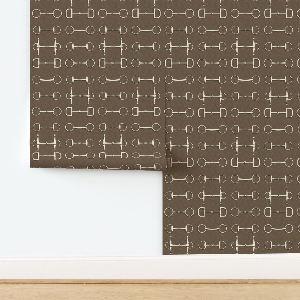 Ashby Horse Bits Equestrian Heritage Design - Saddle Brown Wallpaper | Spoonflower | Spoonflower