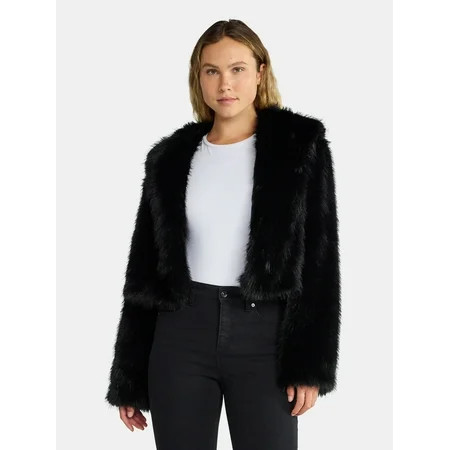 Madden NYC Women's Faux Fur Cropped Jacket, Sizes XXS-XXL | Walmart (US)