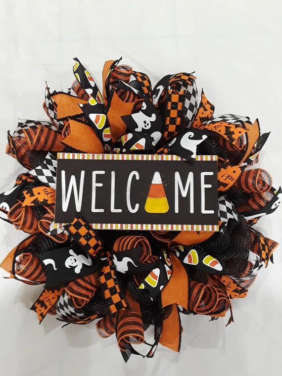 Halloween Wreathhalloween Door Wreathfront Door Halloween - Etsy | Etsy (US)