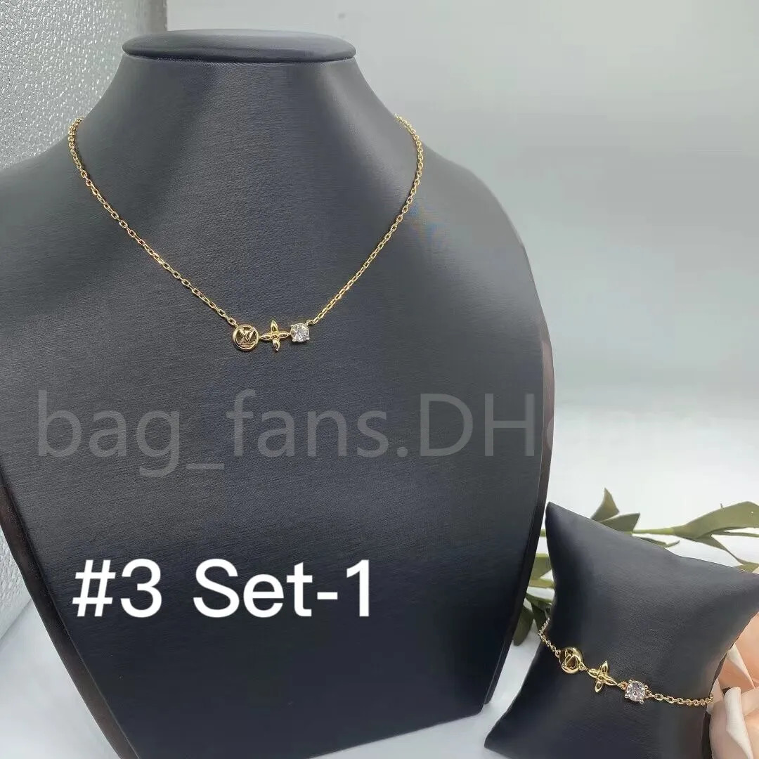 LV Dupe Fashion Women's Bracelets Necklaces Gold Flower with Diamond Chain Bracelet for Women wit... | DHGate
