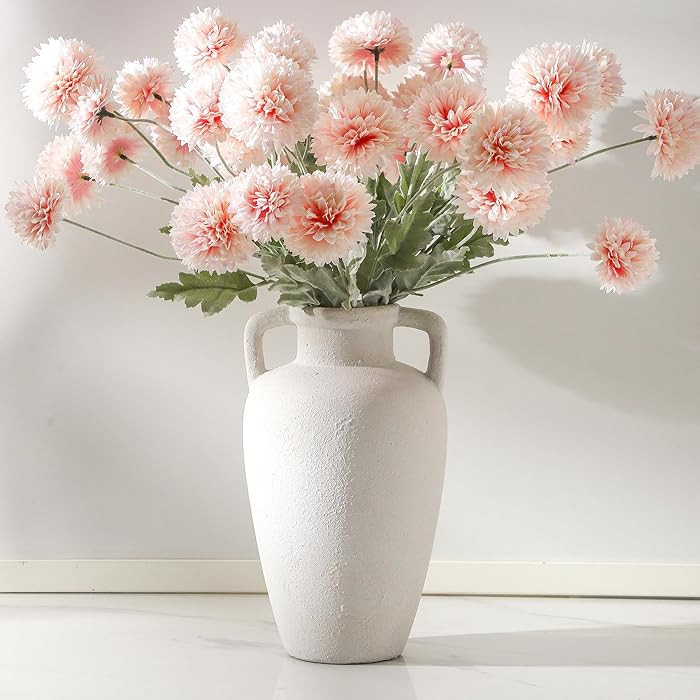 Large Ceramic Vase - 11.41 inch Tall Rustic Vase with 2 Handles, Decorative Flower Vases for Home... | Amazon (US)