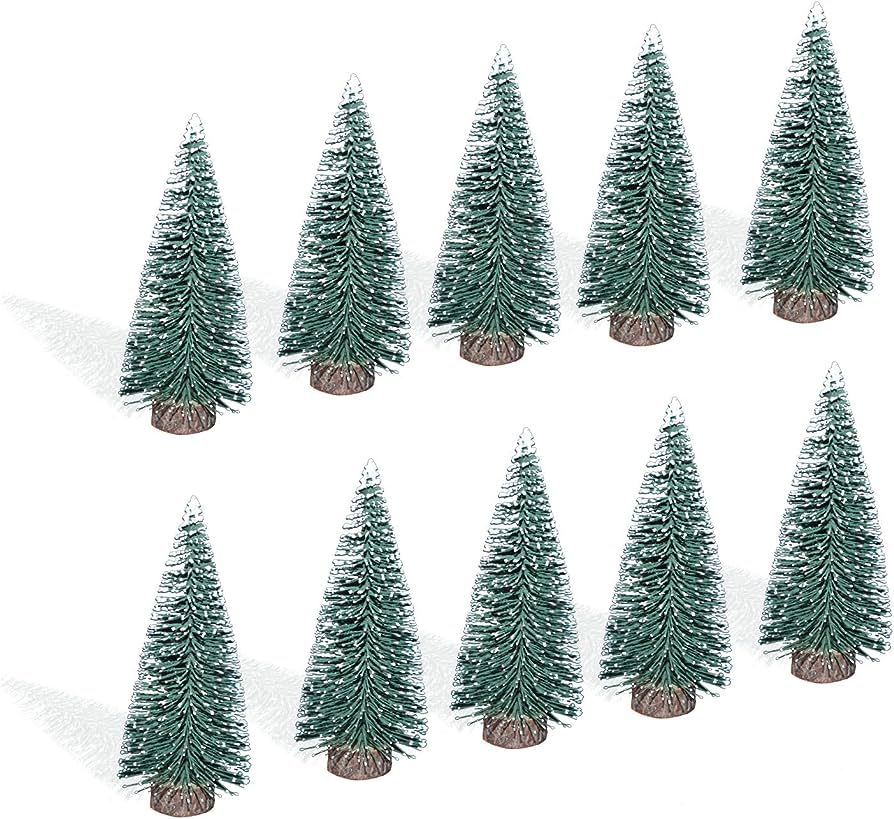 10pcs 4inch Mini Christmas Tree Bottle Brush Trees Chrismas Village Trees Ornaments Mini Plastic ... | Amazon (US)