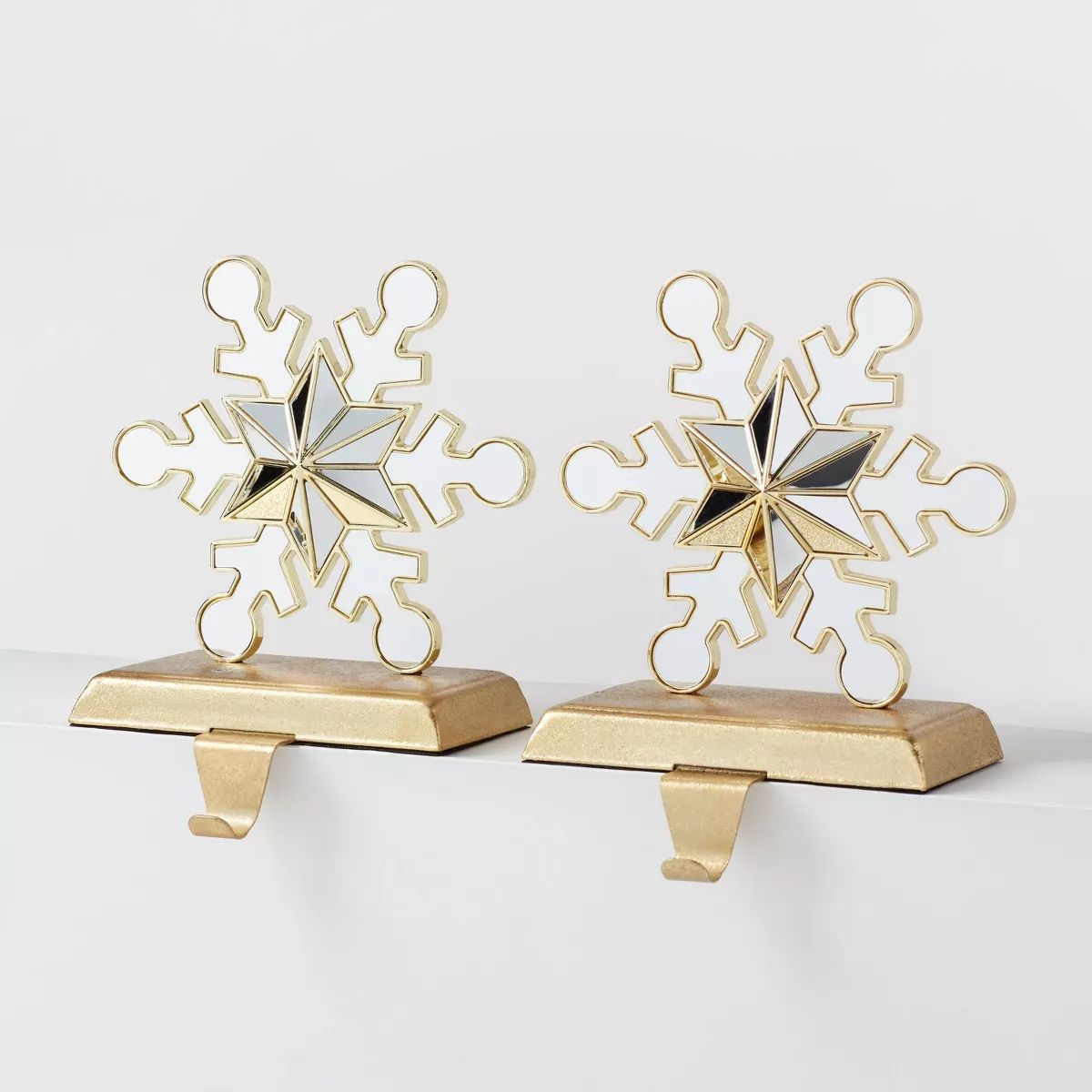 2pk Mirrored Metal Snowflake Christmas Stocking Holder Gold - Wondershop™ | Target