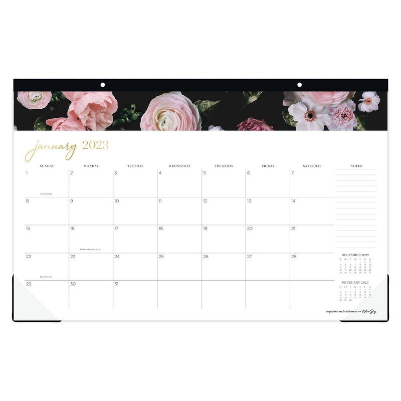 2023 Desk Pad Calendar 17"x11" Enchanted Floral - cupcakes and cashmere for Blue Sky | Target