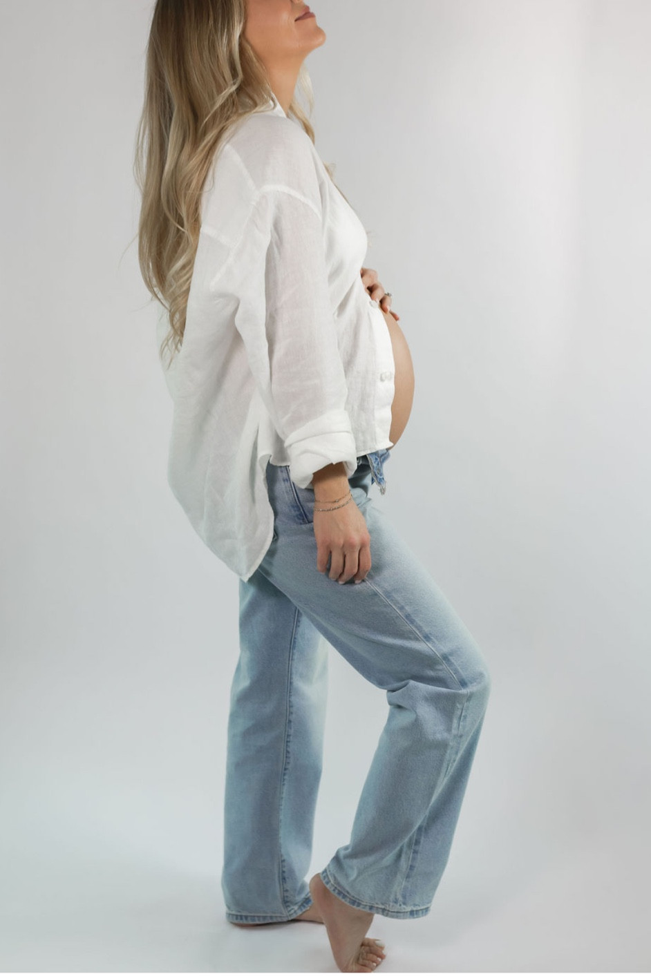 Sized up 2 sizes in denim #maternity #bump #pregnancy 

#LTKmomlife #LTKBump