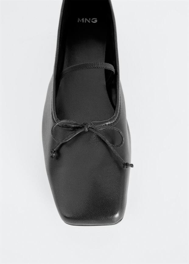 Square-toe leather ballerinas -  Women | Mango USA | MANGO (US)
