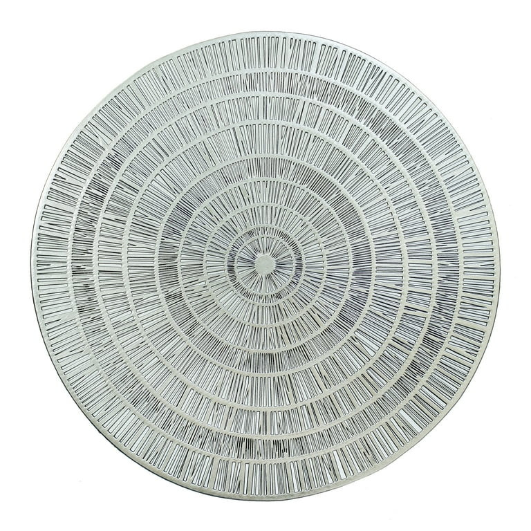 Mainstays Zayne Pressed Vinyl Round Table Placemat Silver/Black 15.8" RD (1 piece) | Walmart (US)