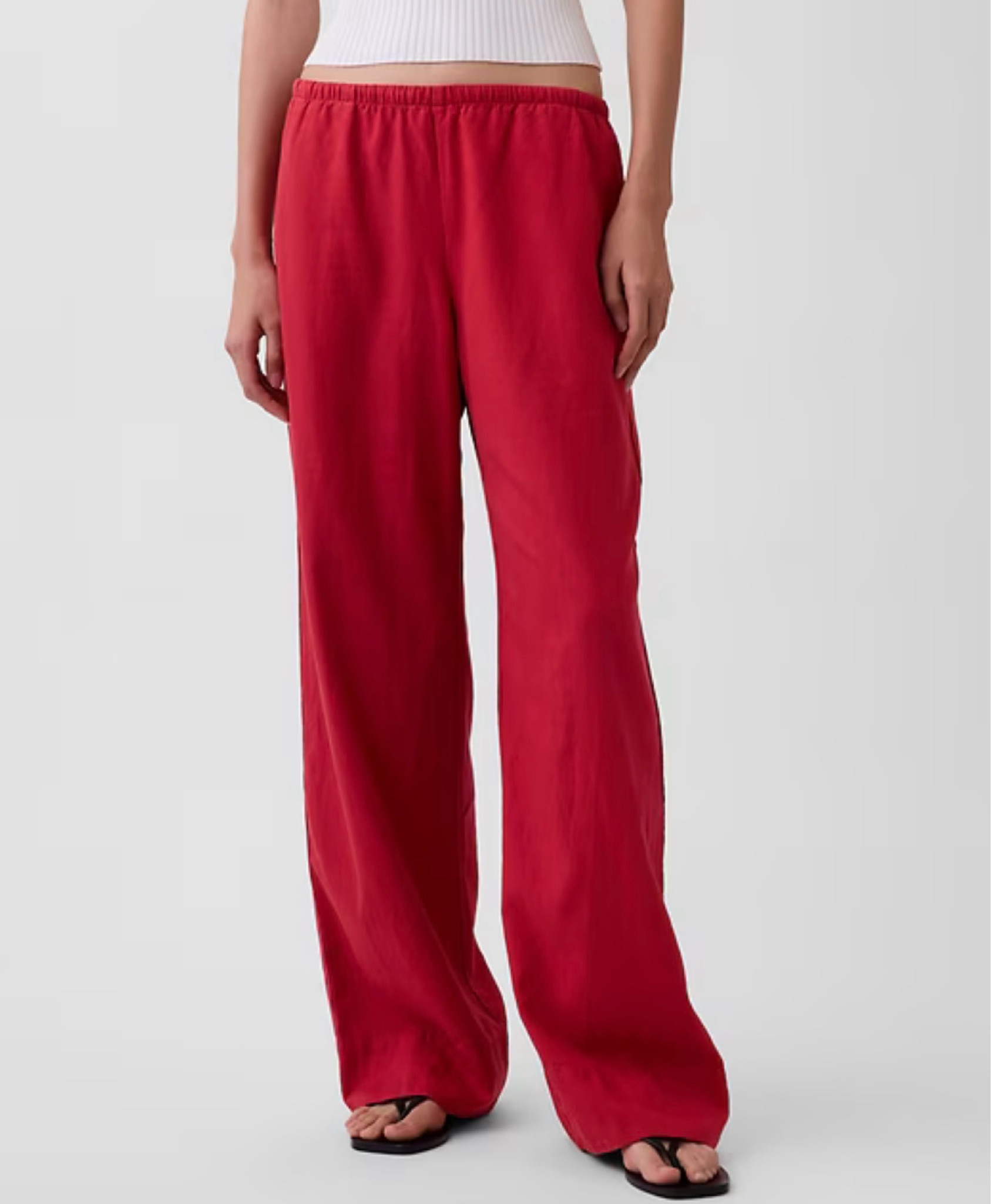 POV: you found the perfect summer statement pant ❤️ These red linen pants from Gap are lightweight, effortless, and elevate even the simplest outfit. Perfect for vacation, brunch, or a chic everyday look ✨ Paired with a neutral top and gold accessories for that easy luxe vibe. #LTKStyle #GapStyle #LinenPants #SummerStyle #VacationOutfit #EffortlessChic

#LTKSaleAlert #LTKMidsize #LTKootd
