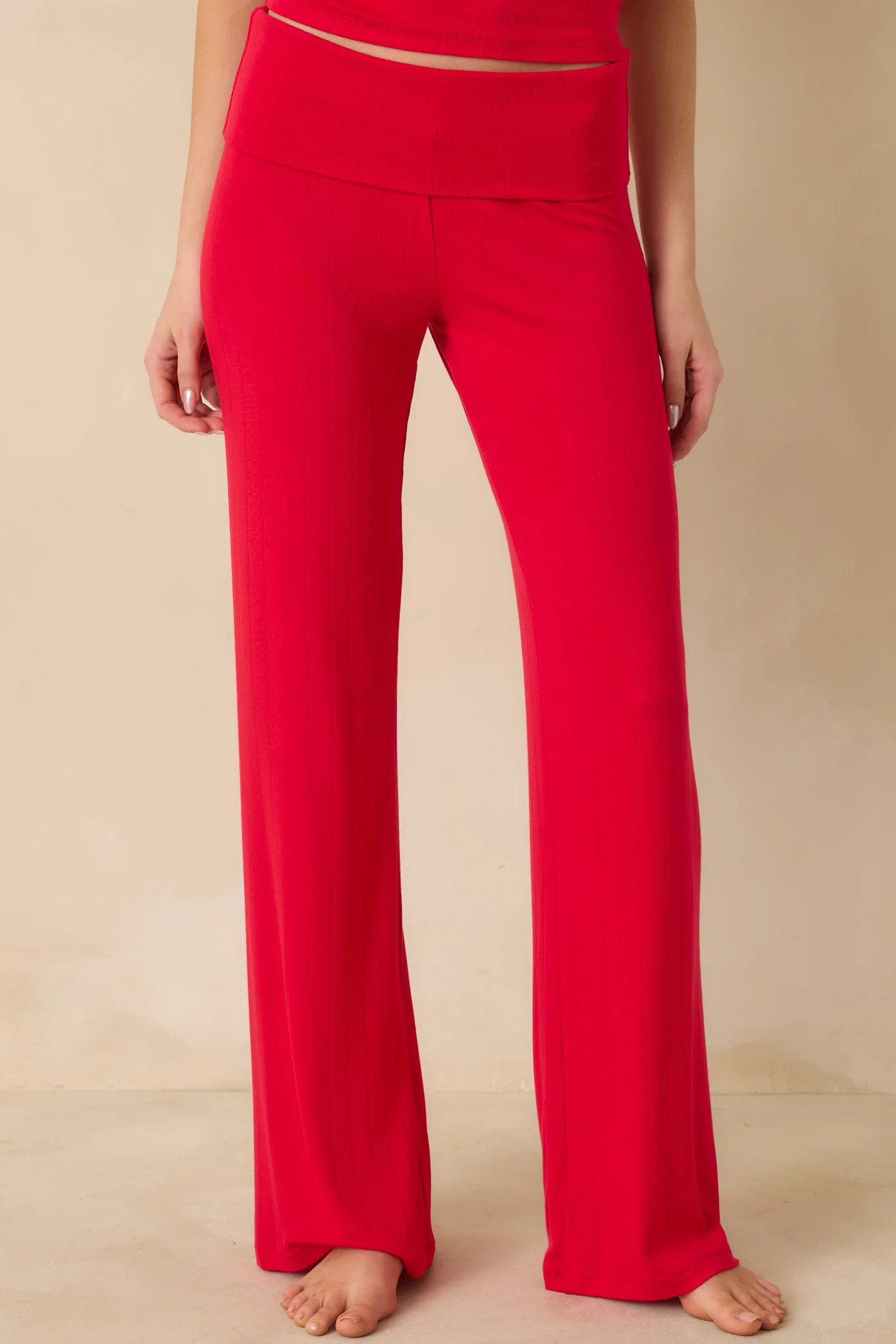 Z Supply Kiss Me Red Essential Fold Over Pants | Red Dress