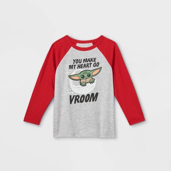 Toddler Boys' Star Wars Baby Yoda Valentine's Day Long Sleeve Graphic T-Shirt - Red | Target