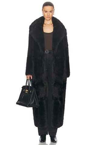 NOUR HAMMOUR Evita Long Coat in Black | FWRD | FWRD 