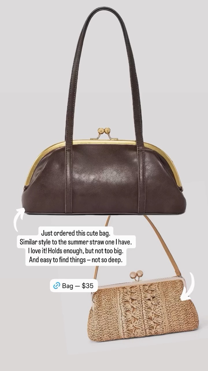 Just ordered this cute bag. Similar style to the summer straw one I have. I love it! Holds enough, but not too big. And easy to find things — not so deep.