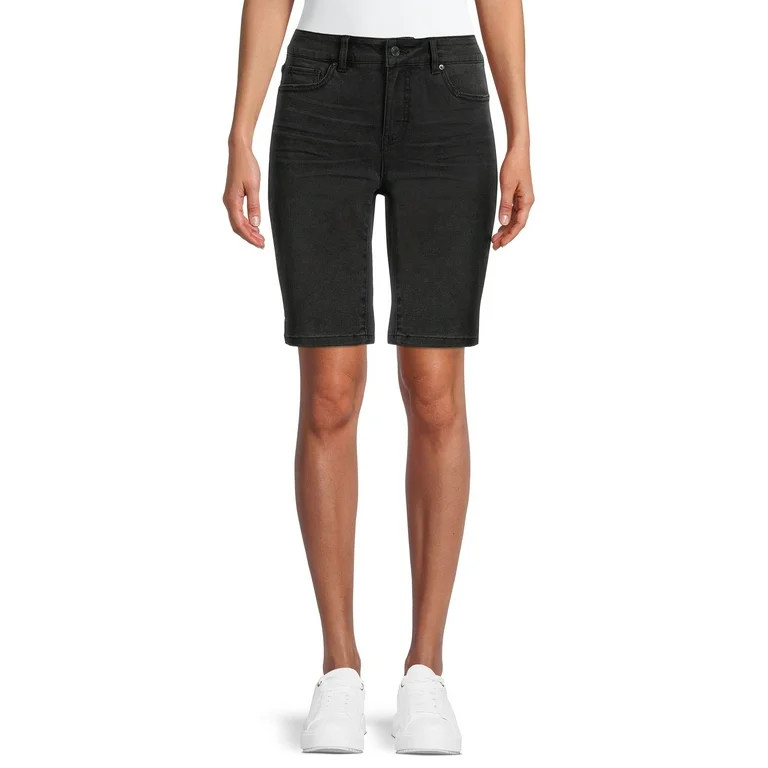 Time and Tru Women's Mid Rise Denim Bermuda Shorts | Walmart (US)