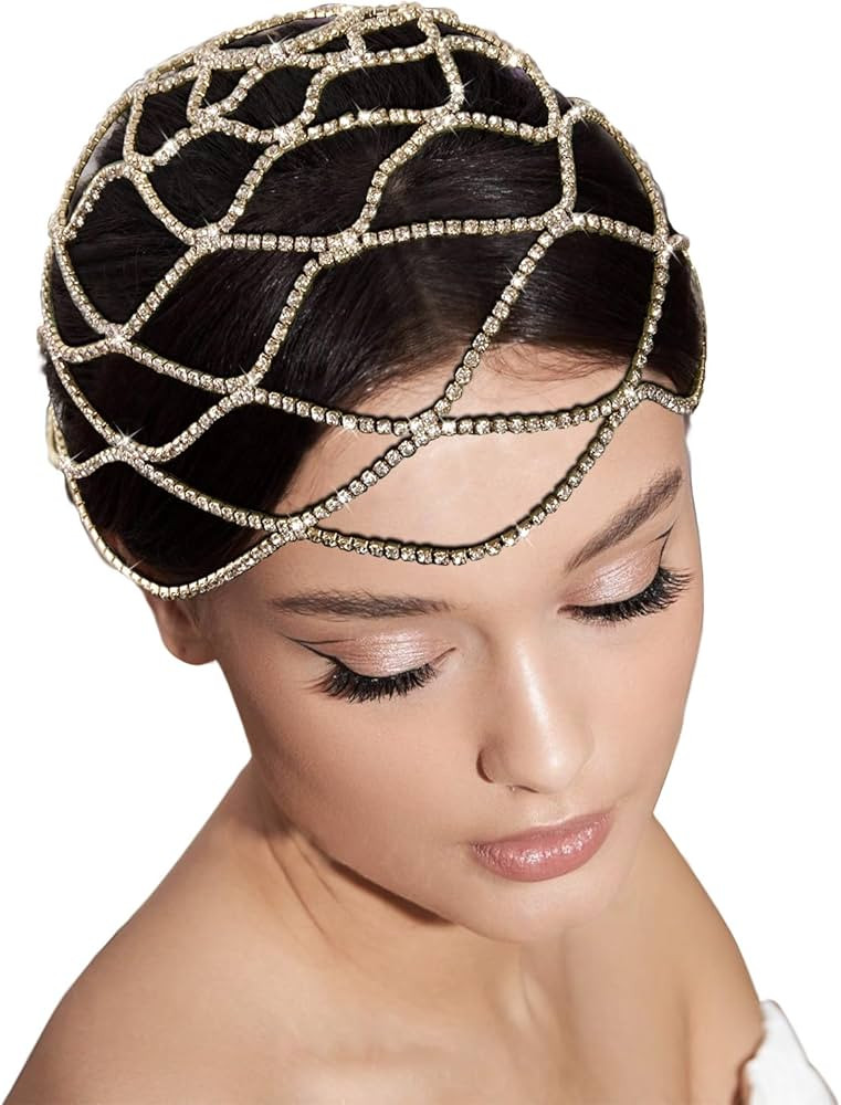 CROWN GUIDE 1920s Flapper Accessories for Women Roaring 20s Great Gatsby Headband Rhinestone Head... | Amazon (US)
