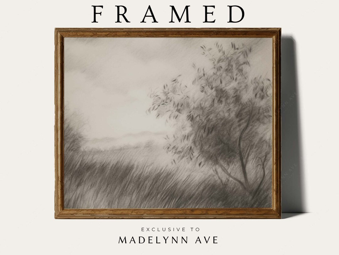 Framed Landscape Sketch, Modern Landscape Drawing, Framed Charcoal Sketch, Framed Minimalist Art ... | Etsy (US)