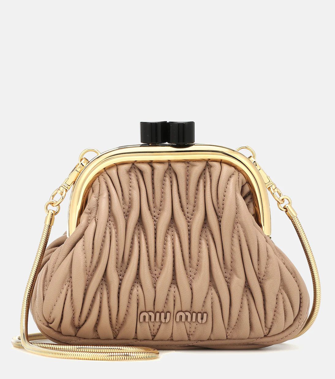 Miu Belle Mini matelassé leather clutch | Mytheresa (INTL)