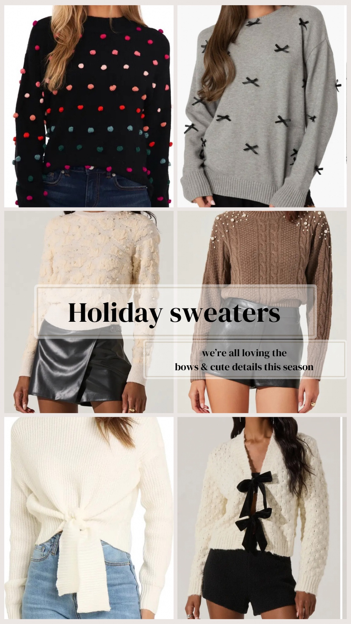 Holiday sweaters for women! I think we’re all agreeing that bows and small details on the sweaters are really in right now! Love all of these styles !! 

Christinegerace 

#LTKStyleTip #LTKHoliday #LTKSeasonal