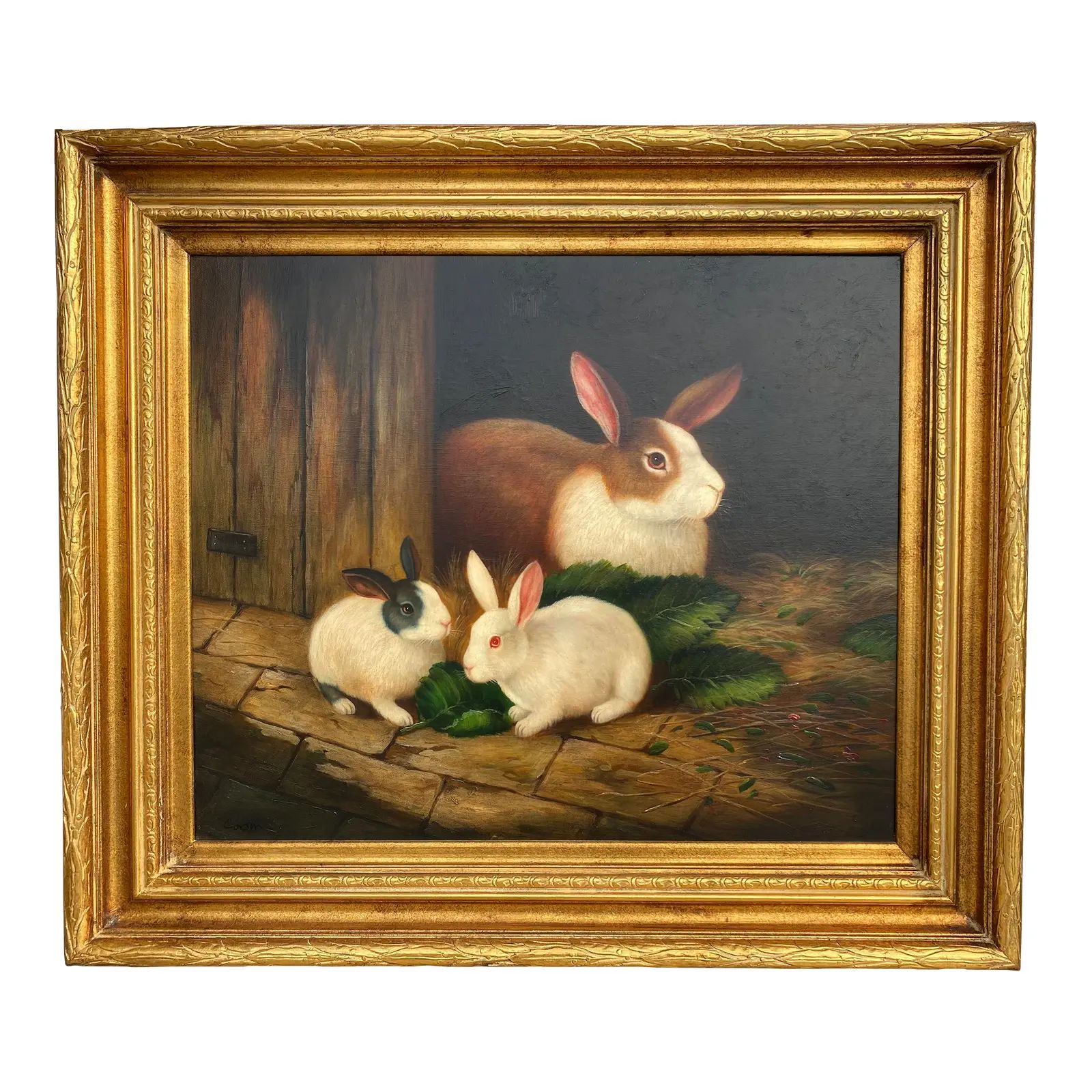 Rabbit Painting- Mid 20th Century | Chairish