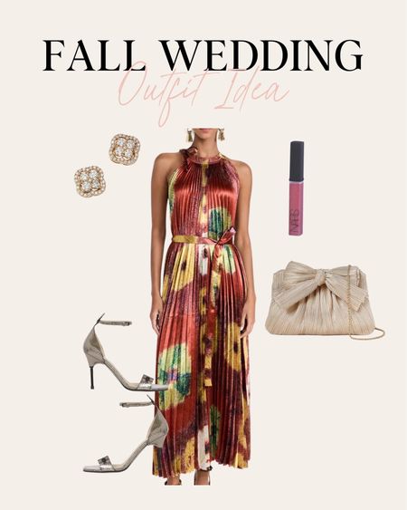 Fall wedding guest look. I love this pleated dress and bow detail clutch. 

#LTKwedding #LTKstyletip #LTKSeasonal