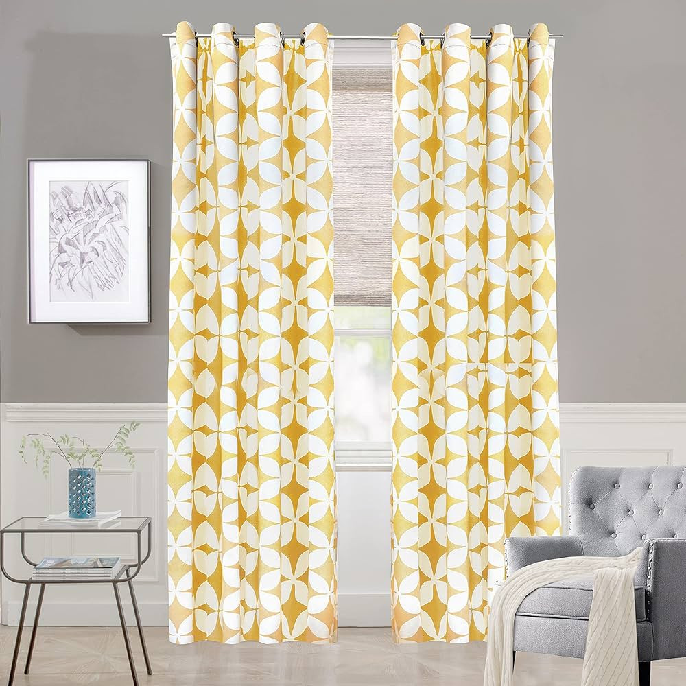 DriftAway Geo Trellis Yellow Curtains for Living Room Bedroom 108 Inch Length Room Darkening Wind... | Amazon (US)