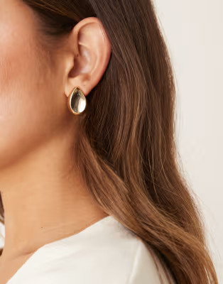 ASOS DESIGN stud earrings with teardrop design in gold tone | ASOS (Global)