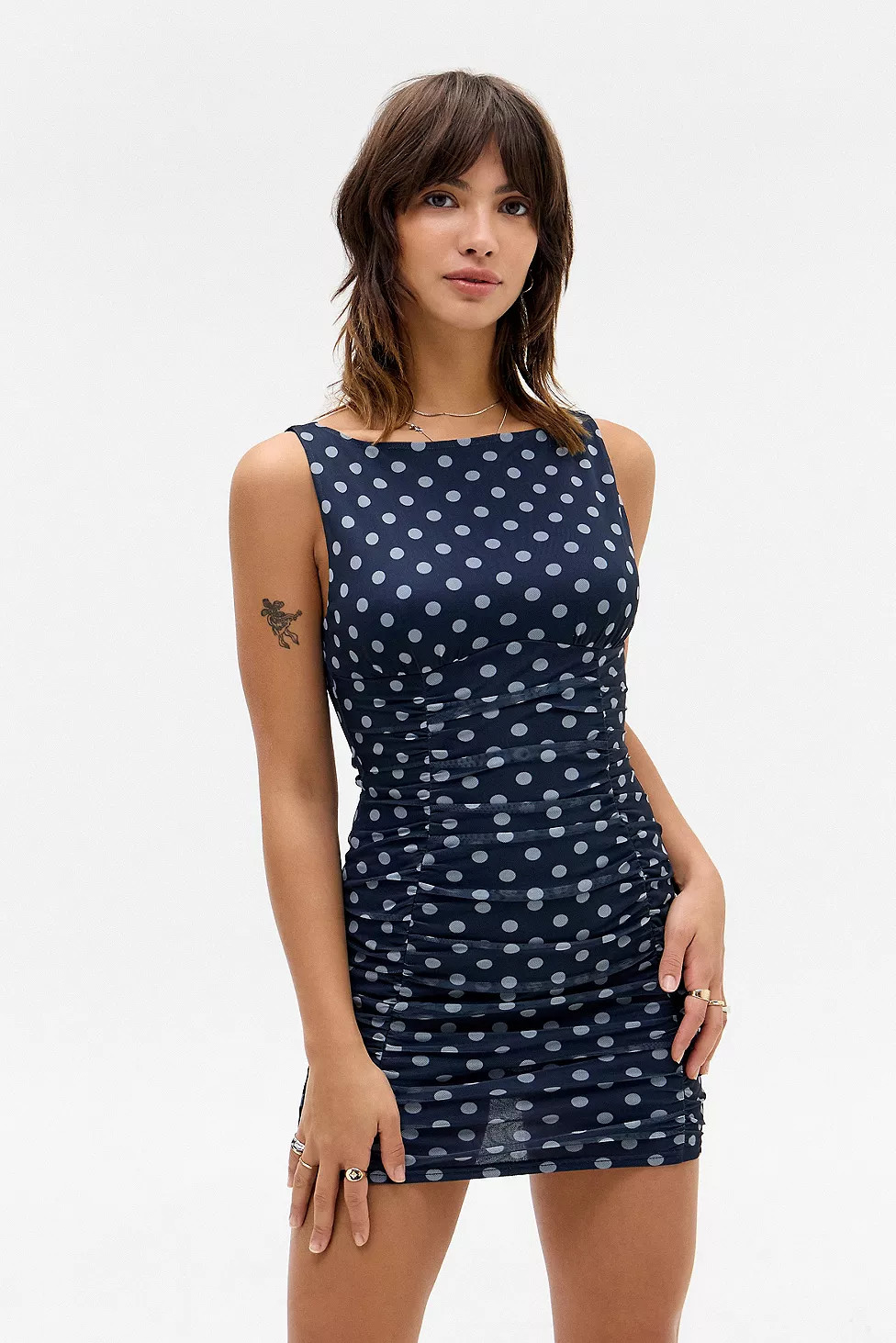 Silence + Noise Nancy Mesh Ruched Mini Dress | Urban Outfitters DE